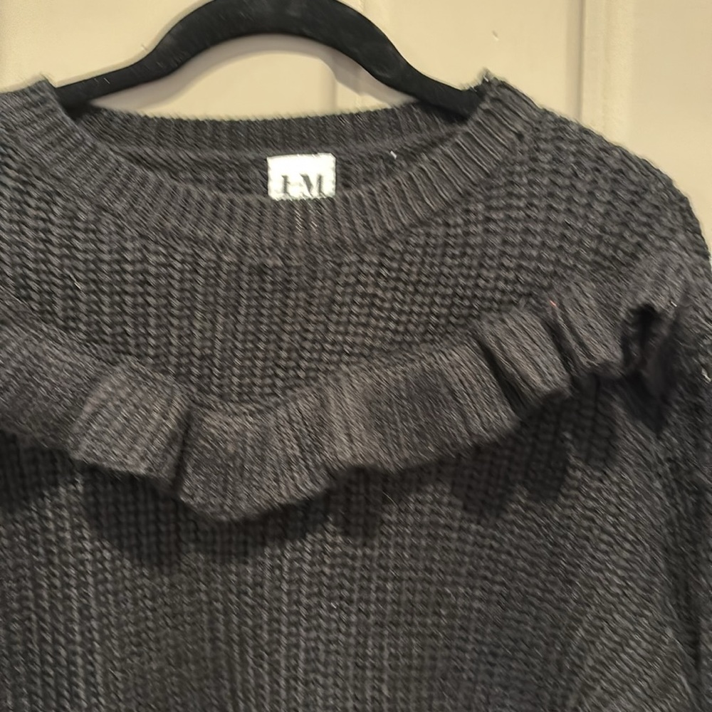 Hilary MacMillan Black Ruffle Sweater Size S - Picture 3 of 8
